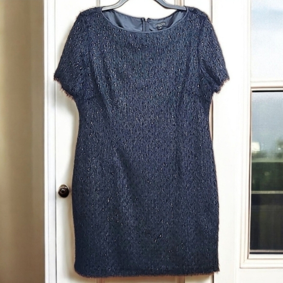 🆑️ CLEARANCE Tahari ASL Black Mini Dress Textured Sheath Size 14P - Picture 9 of 9